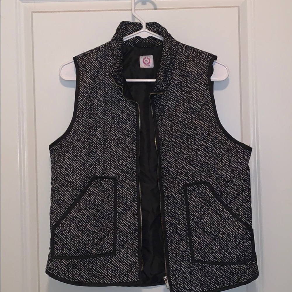 Wanna B black and white herringbone vest